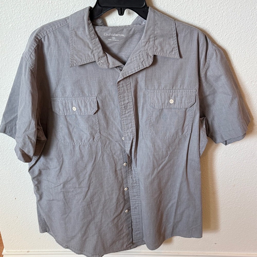 Croft & Barrow Charcoal Casual Button-Down Shirt